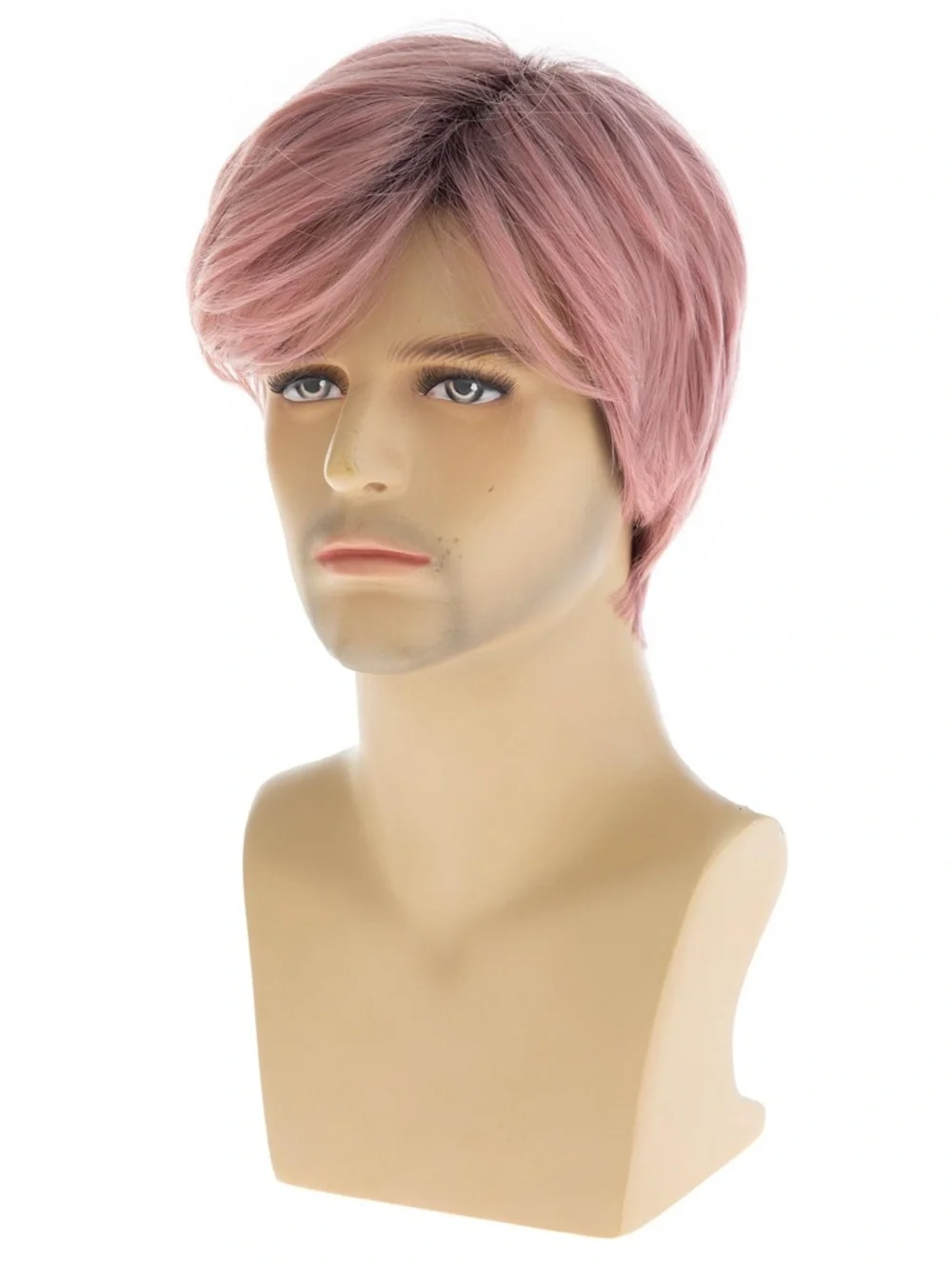 Short Pink Men's Synthetic Wig - Stylish Layered Cut